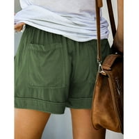 Žene Comfy CrckString Ležerne prilike pune boje Elastični struk džepovi labavi kratke hlače sa džepovima