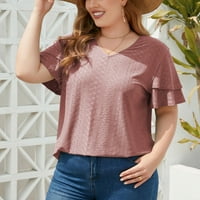 Ženska plus veličina čvrsta bluza Ispiši Ležerne prilike sa slobodnim tučićima Vrući ruffle majice kratkih