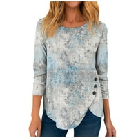 Košulje s dugim rukavima za žene Print Tes Ters Bluze Ležerne prilike nepravilno pulover dolje