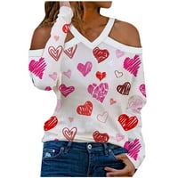 Zodggu Best Tuničke košulje za žene Modne dame Proljeće Ljeto Slim Fit Casual Love Heart Ispiši hladno