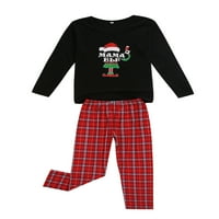 Gwiyeopda Family Božićni pidžami Podudarni setovi ELF tiskani vrhovi dugih rukava s postavljenim plaičnim
