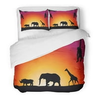 Posteljina set crvene džungle slonovi crtani slikanje Parrot zalazak sunca Sažetak Dvostrukih veličina