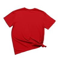 Majice kratkih rukava za žene labave ugrađene ležerne tunike Ljetni cvijet Print Comfy bluza crvena