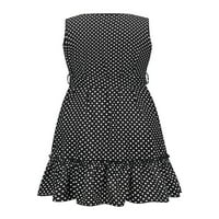 Haite Woite V izrez ruffle mini haljine seksi polka točkama rezervoarska haljina za zabavu visoki struk