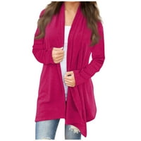Ležerne kaznene jakne za žene stabilno žensko modno casual solid color dugih rukava srednje kardiganska jakna vruća ružičasta 4xl