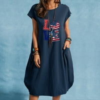 OAVQHLG3B Ljetna haljina za žene 4. jula odijelo za žene ljeto pamuk i posteljina američki zastave casual