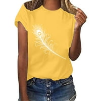 Ženski vrhovi Žene Ležerne prilike za ispis kratkog rukava Labave majice Bluza Greve Yellow M