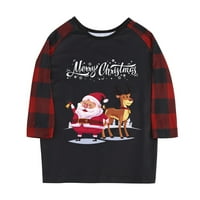 Božićni pokloni Božićska djeca ispis bluza vrhova i hlača Xmas Porodična odjeća pidžama, poliester crna godina