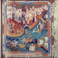 Venecija: Marco Polo, 1271. Nmarco Polo iz Venecije u 1271. Iluminacija engleskog rukopisa, C1400. Poster