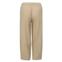 Ženske hlače Ležerne prilike pune boje pamučne hlače pantalone elastične bend labave široke pantalone