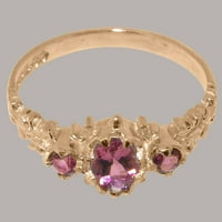 Britanska napravljena 18k ružičasto zlato prirodno ružičasto turmalin Ženski rubni prsten - Opcije veličine