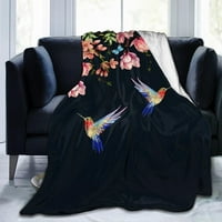 Vodene boje Hummingbird ptice i cvijeće bacaju pokrivač ultra meko topli cijelu sezonu Dekorativni prekrivač flisa za ležaljke Kauč na kauču