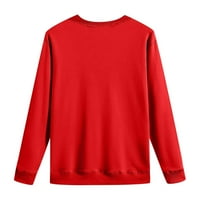 Duks za žene Okrugli vrat Ležerne majica s dugim rukavima Halloween tiskana bluza Crvena XL