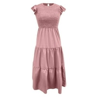 Vedolay ljetne haljine Ženski boho cvjetni print s ramena Split dugačka haljina, ružičasta L