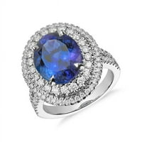 Harry Chad Enterprises 6. CT ovalni tanzanite i dijamanti Vjenčani prsten, 14k bijelo zlato - veličina