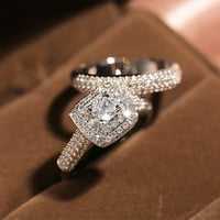 Set Par Princess Square Diamond set prstena modni angažman za vjenčanje za žene
