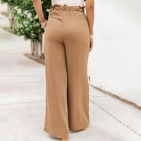Xysaqa široke pantalone za noge za žene ljetne čvrste boje kašike ravne ležerne pantalone sa dugim hlačama