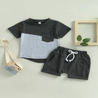 Peyakidsaa Baby Boy Outfit Postavite majicu i kratke majice kratkih rukava za patchwork Set