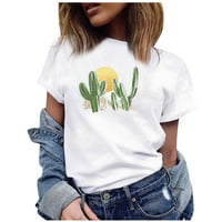 Daqian Womens Grafički teže odobrenje Moda Ženska Ležerna mjesec Suncos Pismo Ispiši majicu O-izrez za majicu Plus Veličina za žene Bijeli XL