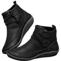 FVWitlyh gležnjače za žene Western čizme niske pete ravne okrugle čizme zimske cipele za žene vintage