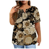 Ženski ljetni vrhovi Ženska majica kratkih rukava Plus veličina majica Flower Ispiši casual vrhovi