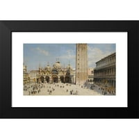 Antonietta Brandeis Black Modern Framed Museum Art Print pod nazivom - Venecija; Pogled na Piazza San