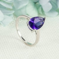 Izvrsni minimalistički dijamant ametist u suzarnim prsten dame Dame Day