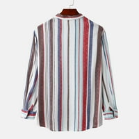 Ušteda muška modna pamučna majica pamučna majica casual gumb dolje ovratnik dugih rukava Striped solidne