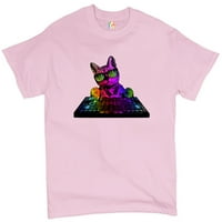 Tee Hunt DJ Kitty majica Rainbow Cat Funny za ljubitelje životinja Muzika Muška tee, Light Pink, XX-Large
