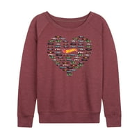 Vrući točkovi - Valentinovo vruće kotače srce - dame francuski terry pulover