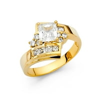 Jewels LU 14K Žuto zlato Princess Cut Square u obliku kubične cirkonije CZ Zaručničke prstene veličine
