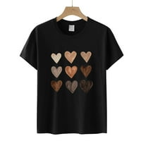Hoksml vrhovi žene Print Valentinovo Day Poklon par kratkih rukava Okrugli majica na vrhu crne L Clearence