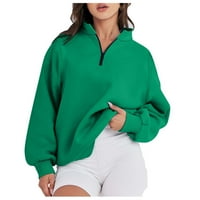 Duks žena ženska modna casual boja zip rever dugih rukava bluza obrezana zip up hoodie na klirensu