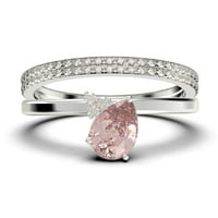 Prekrasan minimalistički 2. karatni kruški rez klasični morgatit i dijamantski moissan zaručnički prsten,