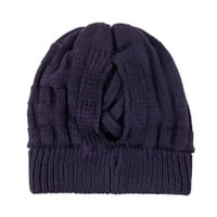 Aueoeo pletene šešir Žene Držite topla zimska ležerna pletena šešira za glavu za repnu kapu