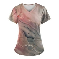 Košulje za žensku modnu ispisanu radnu uniformu sa džepnim majicama kratkih rukava ružičasta m