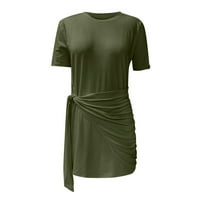 Ženski proljetni ljetni struk, V-izrez, seksi haljina s kratkim rukavima vojska Green M