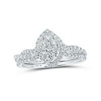 10kt bijeli zlatni okrugli dijamantski markizni oblici bridalni vjenčani prsten set CTTW