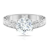 Rosec Jewels CT Moissite Solitaire Angažman prsten za žene, moissan zaručni prsten sa rezbarenim zlatnim