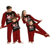 Bomotoo Žene Muška djeca Elk tiskana Podrazumijeva Porodica Pajamas Set Crew Neck Patchwork Sleepwear