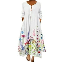 Dadaria Ležerne haljine za žene Jesen duga modne casual ženske ležerne s dugim rukavima V-izrez cvjetne