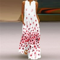 Haljine u Roliyen Maxi za žene cvjetne tiskane haljine bez rukava s rukavima Split hem baggy kaftan