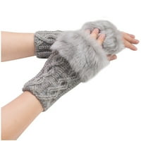 Zimske rukavice, ženska djevojka drže tople zimske morske ručne rukavice bez rukava