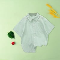 Mveomtd dječja ljetna majica kratkih rukava sa kopčom na ovratniku s prugama na vrhu ležernog ležernog