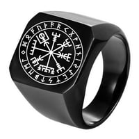 HonRane muškarci prsten rune rezbarenje titanijum čelični punk trčani prst prsten za rođendan