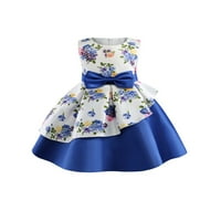 Djevojke Kids Bowknot Princess haljina party svadbena floralna maturalna haljina šareno plava 3-4t