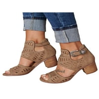 Oucaili ženske haljine sandale peep petene sandale Ljetne casual cipele izdubljene Chunky potpetice