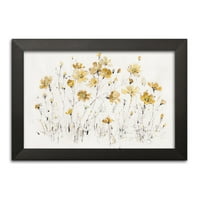 Gango Domaći dekor shabby-chic Wildflowers I žuta od strane Lisa revizije; Jedan 18x12in crni uramljeni
