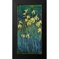 Monet, Claude Crni moderni uokvireni muzej umjetnički print pod nazivom - žuti iriza 1914