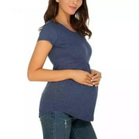 Ljeto Žensko materinstvo Odjeća okrugli vrat kratki rukav s preklopnim trudnicama